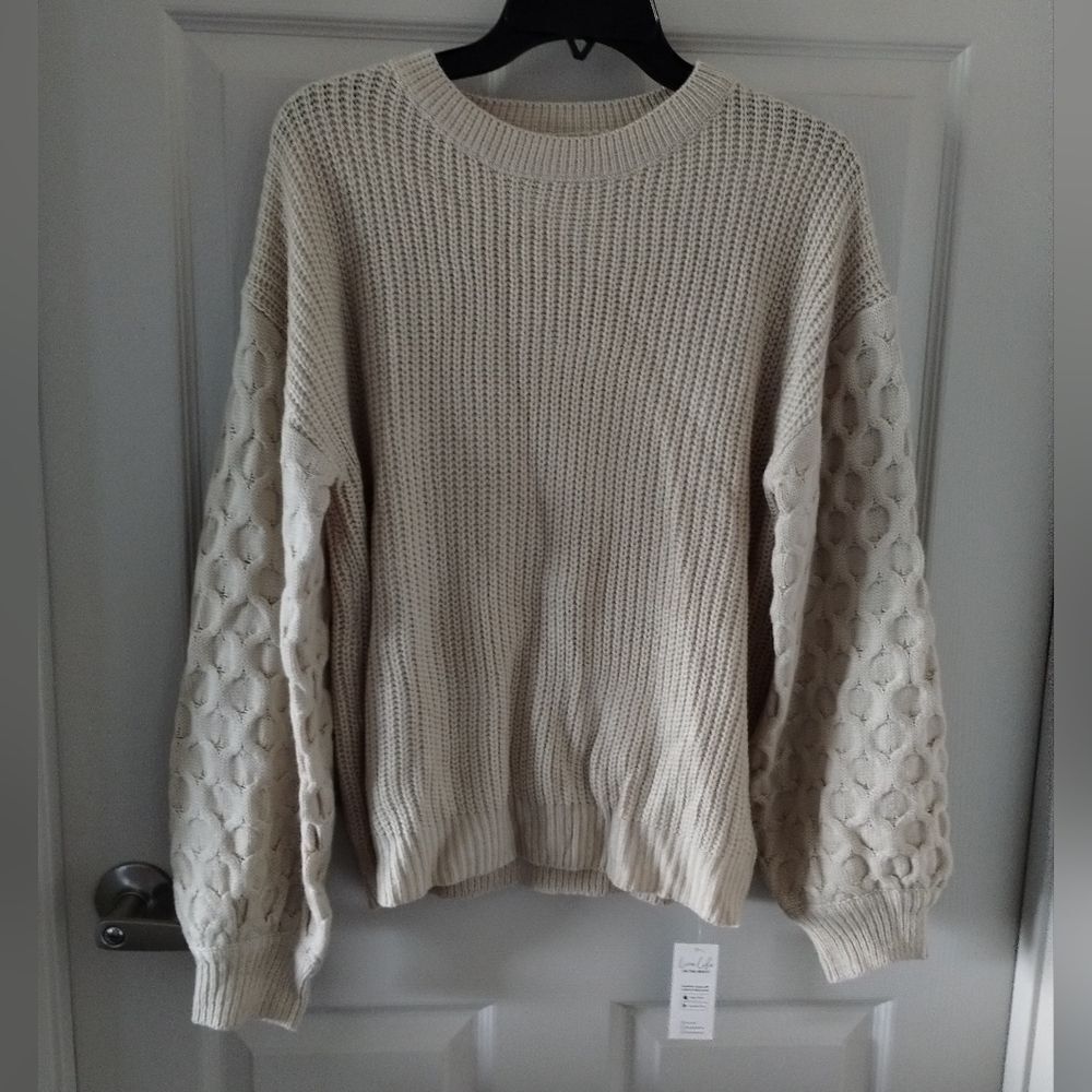 Cupshe Cable Knit Crew Neck Sweater NWT Size M - Picture 6 of 6